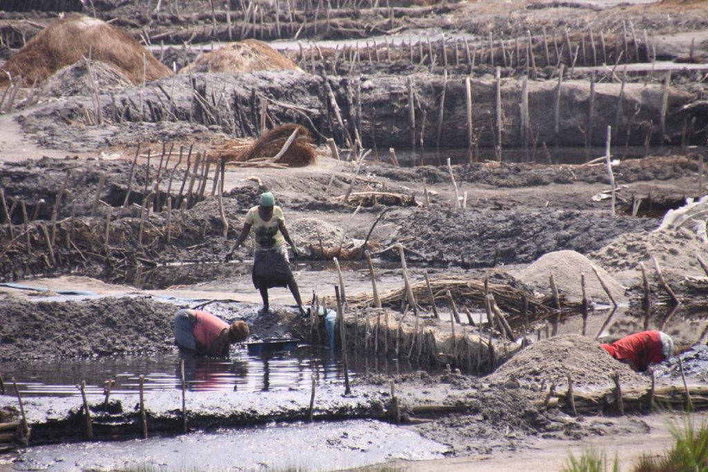 Salt mining at Lake Katwe in Queen Elizabeth National Park