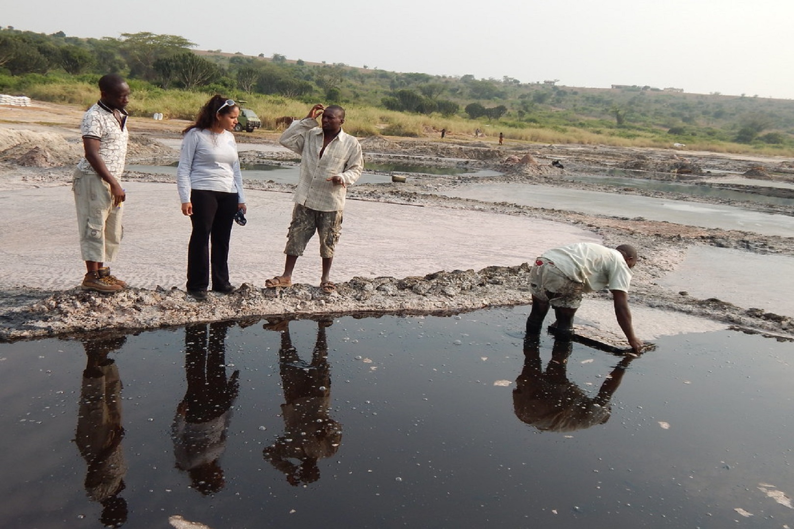 Visitors at Lake Katwe, Queen Elizabeth National Park